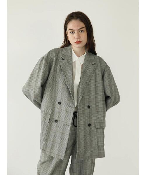 koe（コエ）の「ＴＲチェックダブルジャケット*（テーラードジャケット・レディース・ブラック系その他/チェック・S/M/L）」の17枚目の写真