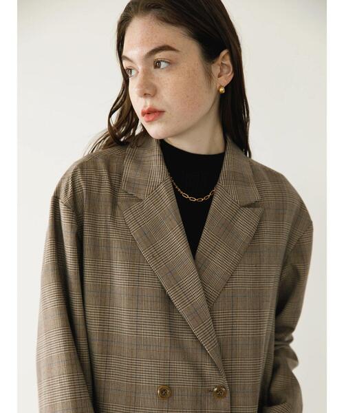 koe（コエ）の「ＴＲチェックダブルジャケット*（テーラードジャケット・レディース・ブラック系その他/チェック・S/M/L）」の14枚目の写真