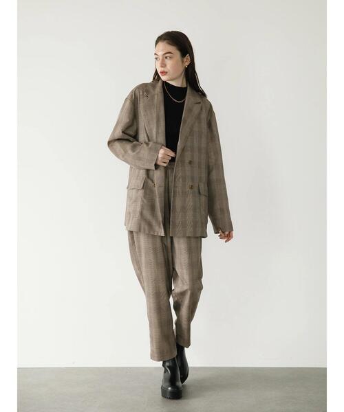 koe（コエ）の「ＴＲチェックダブルジャケット*（テーラードジャケット・レディース・ブラック系その他/チェック・S/M/L）」の5枚目の写真