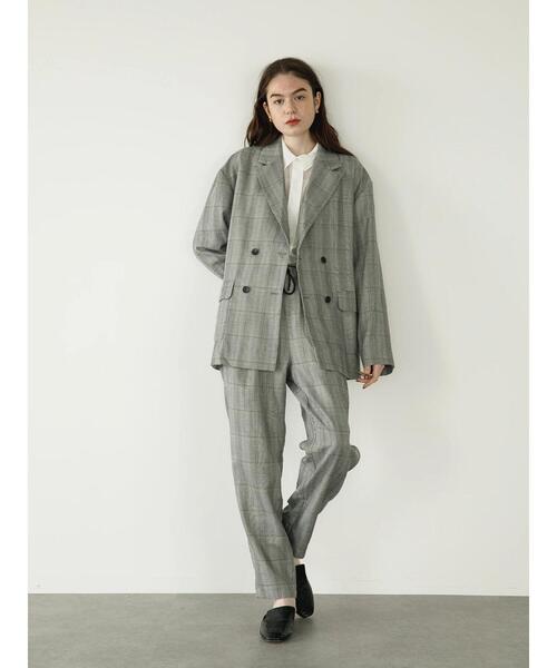 koe（コエ）の「ＴＲチェックダブルジャケット*（テーラードジャケット・レディース・ブラック系その他/チェック・S/M/L）」の18枚目の写真