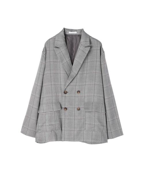 koe（コエ）の「ＴＲチェックダブルジャケット*（テーラードジャケット・レディース・ブラック系その他/チェック・S/M/L）」の13枚目の写真