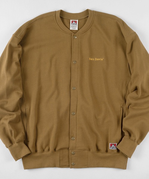 BEN DAVIS(ベンデイビス)の「【BEN DAVIS/ベンデイビス】 BUTTON UP ワンポイントロゴ スウェット スナップジャケット(カーディガン/ボレロ・メンズ・ライトグレー/ブラック/ダークグリーン/キャメル・M/L/XL)」の2枚目の写真