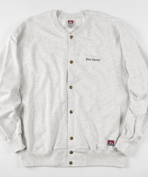 BEN DAVIS(ベンデイビス)の「【BEN DAVIS/ベンデイビス】 BUTTON UP ワンポイントロゴ スウェット スナップジャケット(カーディガン/ボレロ・メンズ・ライトグレー/ブラック/ダークグリーン/キャメル・M/L/XL)」の1枚目の写真