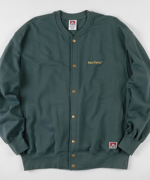 BEN DAVIS(ベンデイビス)の「【BEN DAVIS/ベンデイビス】 BUTTON UP ワンポイントロゴ スウェット スナップジャケット(カーディガン/ボレロ・メンズ・ライトグレー/ブラック/ダークグリーン/キャメル・M/L/XL)」の4枚目の写真