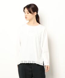 Samansa Mos2 | ラウンドネックレースカットソー(Tシャツ/カットソー)