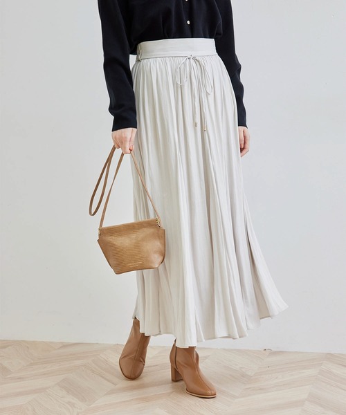 ROPE' PICNIC（ロペピクニック）の「サテンジョーゼットマチ付スカート（スカート・レディース・チャコールグレー/ライトグレー/サックスブルー・38）」の3枚目の写真