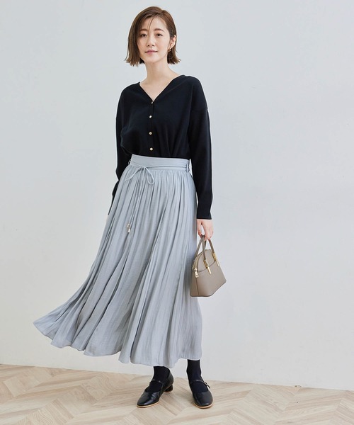 ROPE' PICNIC（ロペピクニック）の「サテンジョーゼットマチ付スカート（スカート・レディース・チャコールグレー/ライトグレー/サックスブルー・38）」の6枚目の写真