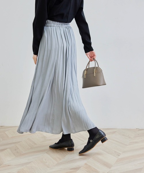 ROPE' PICNIC（ロペピクニック）の「サテンジョーゼットマチ付スカート（スカート・レディース・チャコールグレー/ライトグレー/サックスブルー・38）」の16枚目の写真
