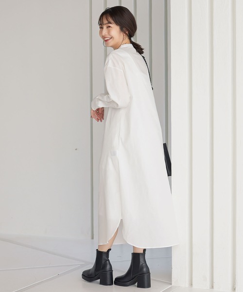 KOBE LETTUCE(コウベレタス)の「バンドカラードレスシャツワンピース(シャツワンピース・レディース・ベージュ/ピンク系その他/オフホワイト・FREE)」の1枚目の写真