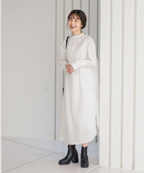 KOBE LETTUCE(コウベレタス)の「バンドカラードレスシャツワンピース(シャツワンピース・レディース・ベージュ/ピンク系その他/オフホワイト・FREE)」の7枚目の写真