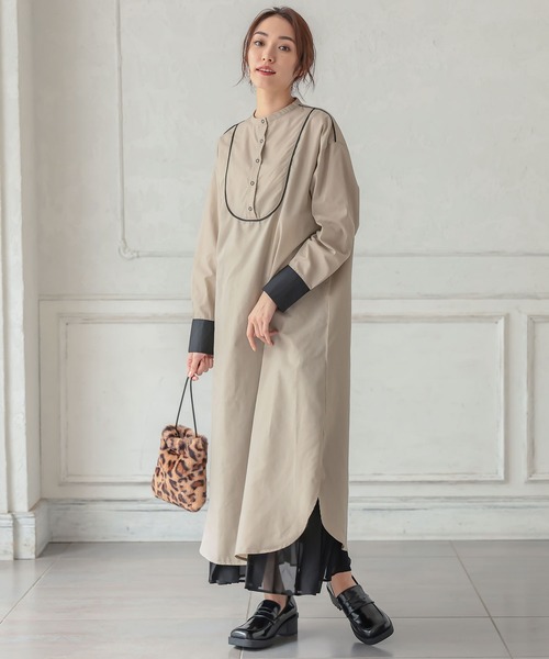 KOBE LETTUCE(コウベレタス)の「バンドカラードレスシャツワンピース(シャツワンピース・レディース・ベージュ/ピンク系その他/オフホワイト・FREE)」の8枚目の写真