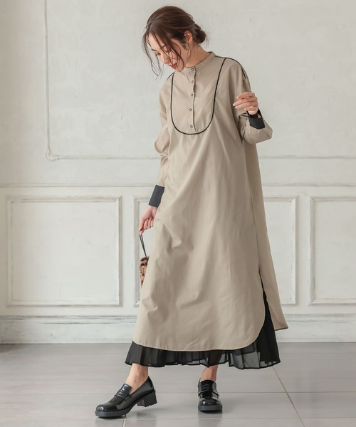 KOBE LETTUCE(コウベレタス)の「バンドカラードレスシャツワンピース(シャツワンピース・レディース・ベージュ/ピンク系その他/オフホワイト・FREE)」の9枚目の写真