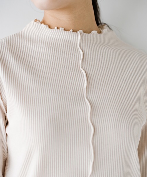 haco!（ハコ）の「着映え着まわしお手のもの　大人かわいい便利なリブメローカットソートップス（Tシャツ/カットソー・レディース・ピンク/アイボリー/ライトブラウン・SMALL/MEDIUM/LARGE/X-LARGE）」の20枚目の写真