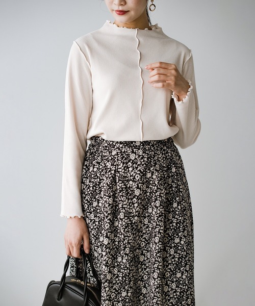 haco!（ハコ）の「着映え着まわしお手のもの　大人かわいい便利なリブメローカットソートップス（Tシャツ/カットソー・レディース・ピンク/アイボリー/ライトブラウン・SMALL/MEDIUM/LARGE/X-LARGE）」の14枚目の写真