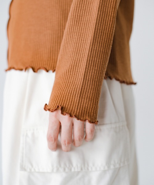 haco!（ハコ）の「着映え着まわしお手のもの　大人かわいい便利なリブメローカットソートップス（Tシャツ/カットソー・レディース・ピンク/アイボリー/ライトブラウン・SMALL/MEDIUM/LARGE/X-LARGE）」の15枚目の写真