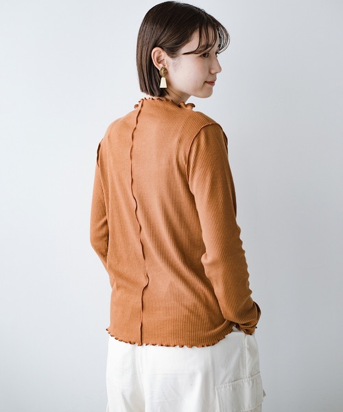 haco!（ハコ）の「着映え着まわしお手のもの　大人かわいい便利なリブメローカットソートップス（Tシャツ/カットソー・レディース・ピンク/アイボリー/ライトブラウン・SMALL/MEDIUM/LARGE/X-LARGE）」の12枚目の写真