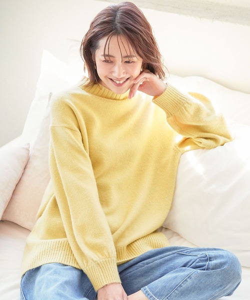 GLOBAL WORK(グローバルワーク)の「フワフワHugmeスタンドネック/952801(ニット/セーター・レディース・チャコールグレー/ライトブルー/ベージュ/ピンク/イエロー/グリーン/アイボリー/ラベンダー/ブルー・MEDIUM/LARGE)」の8枚目の写真