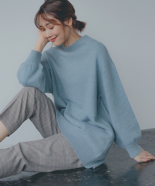 GLOBAL WORK(グローバルワーク)の「フワフワHugmeスタンドネック/952801(ニット/セーター・レディース・チャコールグレー/ライトブルー/ベージュ/ピンク/イエロー/グリーン/アイボリー/ラベンダー/ブルー・MEDIUM/LARGE)」の5枚目の写真