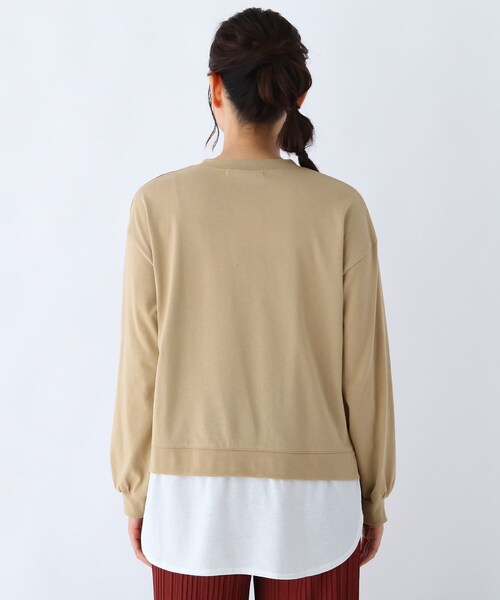 Cutie Blonde（キューティーブロンド）の「◆【S-L】カレッジロゴ裾フェイクプルオーバー（Tシャツ/カットソー・レディース・ブラック/マスタード/ベージュ・03/02/01）」の6枚目の写真