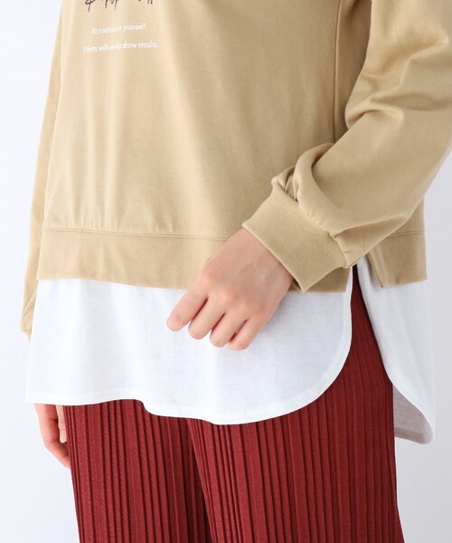 Cutie Blonde（キューティーブロンド）の「◆【S-L】カレッジロゴ裾フェイクプルオーバー（Tシャツ/カットソー・レディース・ブラック/マスタード/ベージュ・03/02/01）」の8枚目の写真