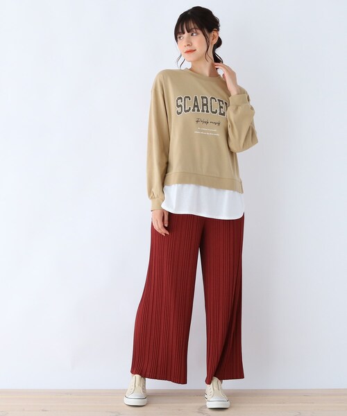 Cutie Blonde（キューティーブロンド）の「◆【S-L】カレッジロゴ裾フェイクプルオーバー（Tシャツ/カットソー・レディース・ブラック/マスタード/ベージュ・03/02/01）」の10枚目の写真