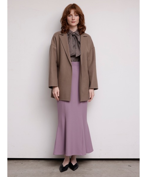 TONAL（トーナル）の「ウールリバーウェストリボンショートコート（チェスターコート・レディース・グレー/ブルー/モカ・38/36）」の4枚目の写真