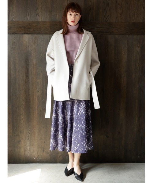 TONAL（トーナル）の「ウールリバーウェストリボンショートコート（チェスターコート・レディース・グレー/ブルー/モカ・38/36）」の10枚目の写真