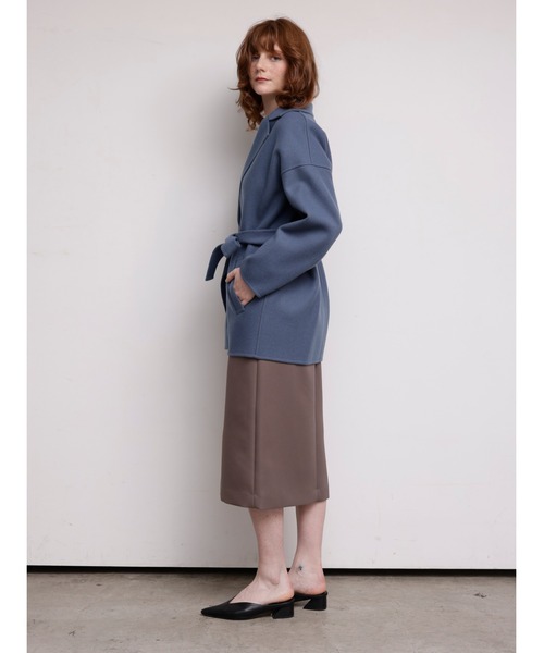 TONAL（トーナル）の「ウールリバーウェストリボンショートコート（チェスターコート・レディース・グレー/ブルー/モカ・38/36）」の16枚目の写真