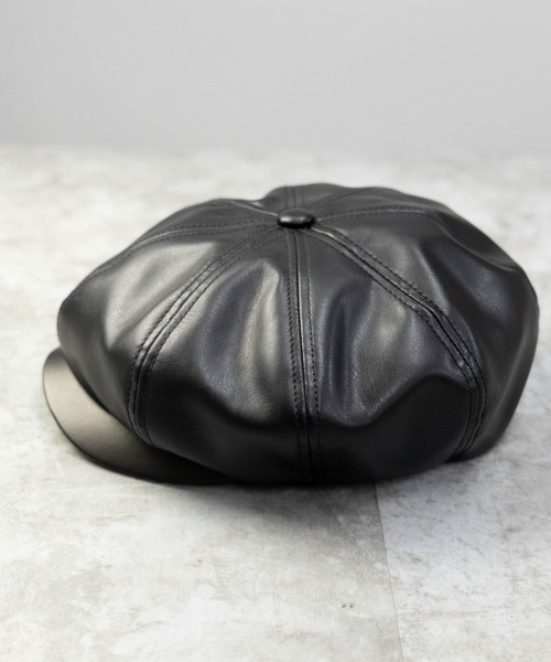 adidas（アディダス）の「adidas 8パネル フェイクレザー ハンチング（ハンチング/ベレー帽・メンズ・ブラック・FREE）」の3枚目の写真
