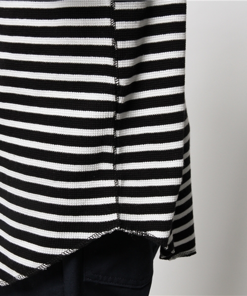 WEGO（ウィゴー）の「WEGO/ロングワッフルフード7分袖カットソー（Tシャツ/カットソー・メンズ・ブラック系その他/ホワイト・LARGE/MEDIUM）」の5枚目の写真