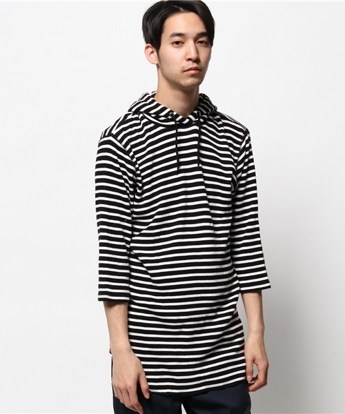 WEGO（ウィゴー）の「WEGO/ロングワッフルフード7分袖カットソー（Tシャツ/カットソー・メンズ・ブラック系その他/ホワイト・LARGE/MEDIUM）」の8枚目の写真