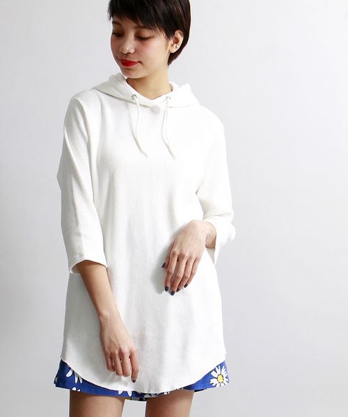 WEGO（ウィゴー）の「WEGO/ロングワッフルフード7分袖カットソー（Tシャツ/カットソー・メンズ・ブラック系その他/ホワイト・LARGE/MEDIUM）」の14枚目の写真