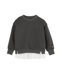 coen | 【coen キッズ】ミニ裏毛長袖スウェット×裾レースワッフル半袖Tシャツセット(Tシャツ/カットソー)