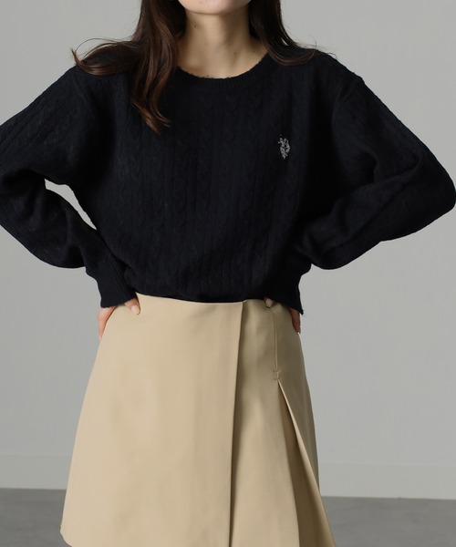 当日発送フォロー割　POLO GOLF USA製　アルパカニット　ケーブルニット U.S.POLO ASSN.ユーエスポロアッスン＞ ワンポイントケーブル