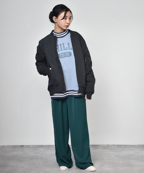 Starting Over（スターティングオーバー）の「ポリピーチ ルーズMA-1（MA-1・メンズ・ライトグリーン/カーキ/サックスブルー/グレー/ブラック/ピンク・L/M/XL）」の13枚目の写真