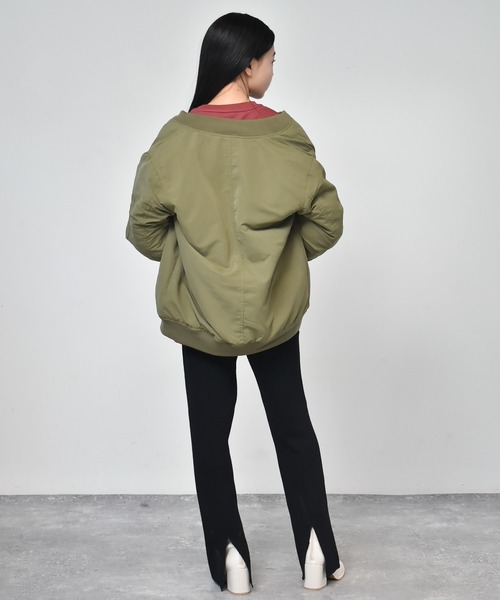 Starting Over（スターティングオーバー）の「ポリピーチ ルーズMA-1（MA-1・メンズ・ライトグリーン/カーキ/サックスブルー/グレー/ブラック/ピンク・L/M/XL）」の21枚目の写真