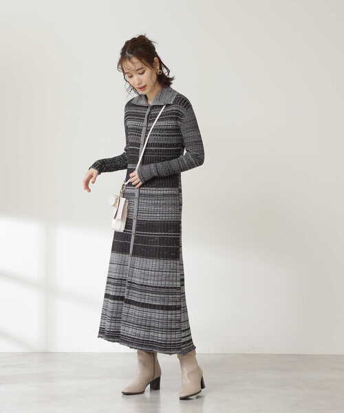 N.（N. Natural Beauty Basic）（エヌエヌナチュラルビューティーベーシック）の「◆ワイドリブ襟付メランジワンピース（ワンピース・レディース・ブラック系その他/パープル系その他/ベージュ系その他・MEDIUM）」の16枚目の写真