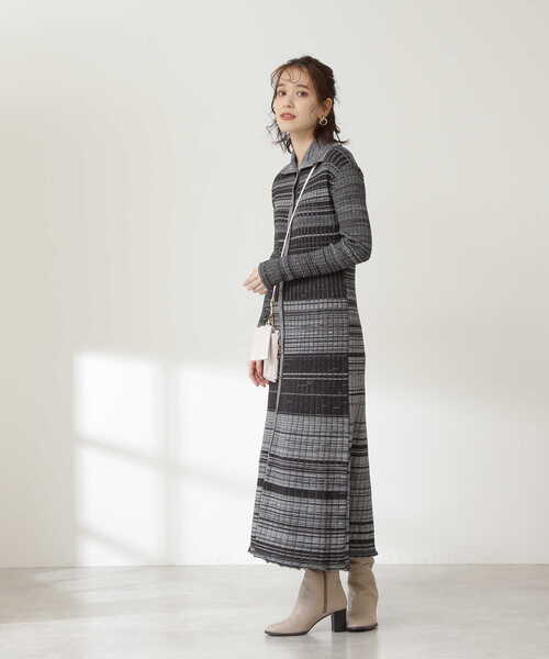 N.（N. Natural Beauty Basic）（エヌエヌナチュラルビューティーベーシック）の「◆ワイドリブ襟付メランジワンピース（ワンピース・レディース・ブラック系その他/パープル系その他/ベージュ系その他・MEDIUM）」の17枚目の写真