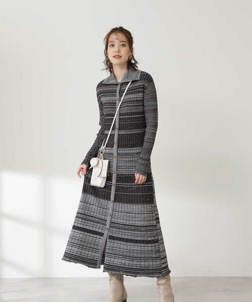 N.（N. Natural Beauty Basic）（エヌエヌナチュラルビューティーベーシック）の「◆ワイドリブ襟付メランジワンピース（ワンピース・レディース・ブラック系その他/パープル系その他/ベージュ系その他・MEDIUM）」の18枚目の写真