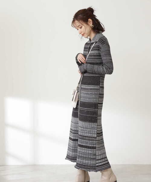 N.（N. Natural Beauty Basic）（エヌエヌナチュラルビューティーベーシック）の「◆ワイドリブ襟付メランジワンピース（ワンピース・レディース・ブラック系その他/パープル系その他/ベージュ系その他・MEDIUM）」の20枚目の写真