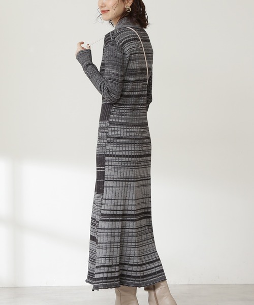 N.（N. Natural Beauty Basic）（エヌエヌナチュラルビューティーベーシック）の「◆ワイドリブ襟付メランジワンピース（ワンピース・レディース・ブラック系その他/パープル系その他/ベージュ系その他・MEDIUM）」の9枚目の写真