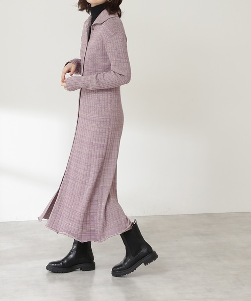 N.（N. Natural Beauty Basic）（エヌエヌナチュラルビューティーベーシック）の「◆ワイドリブ襟付メランジワンピース（ワンピース・レディース・ブラック系その他/パープル系その他/ベージュ系その他・MEDIUM）」の8枚目の写真