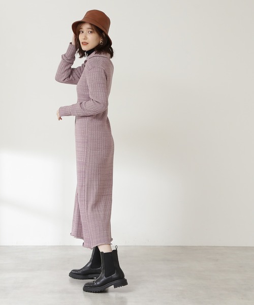 N.（N. Natural Beauty Basic）（エヌエヌナチュラルビューティーベーシック）の「◆ワイドリブ襟付メランジワンピース（ワンピース・レディース・ブラック系その他/パープル系その他/ベージュ系その他・MEDIUM）」の7枚目の写真