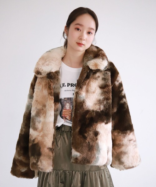 Slobe Citron マルチカラーフェイクファーブルゾン