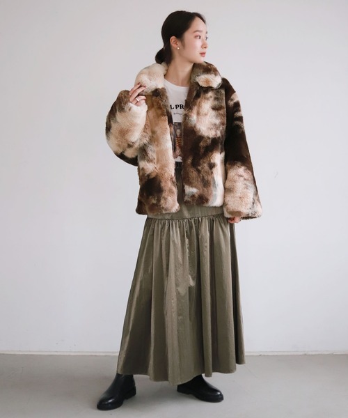 SLOBE citron.（スローブシトロン）の「SLOBE citron. マルチカラーフェイクファーブルゾン◆（ブルゾン・レディース・ブラウン/サックスブルー・FREE）」の12枚目の写真