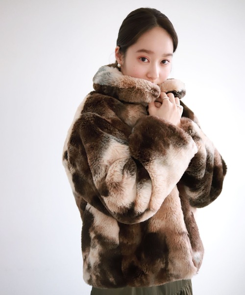 SLOBE citron. マルチカラーフェイクファーブルゾン◇