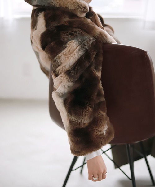 SLOBE citron. マルチカラーフェイクファーブルゾン◇