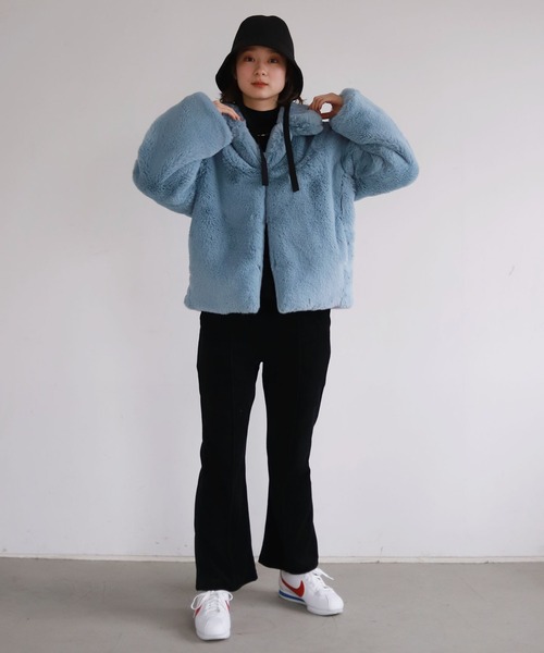 SLOBE citron. マルチカラーフェイクファーブルゾン◇