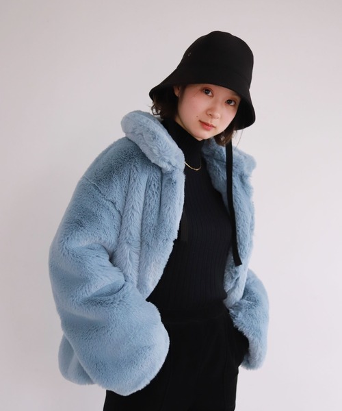 SLOBE citron. マルチカラーフェイクファーブルゾン◇