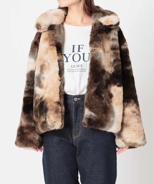 SLOBE citron. マルチカラーフェイクファーブルゾン◇
